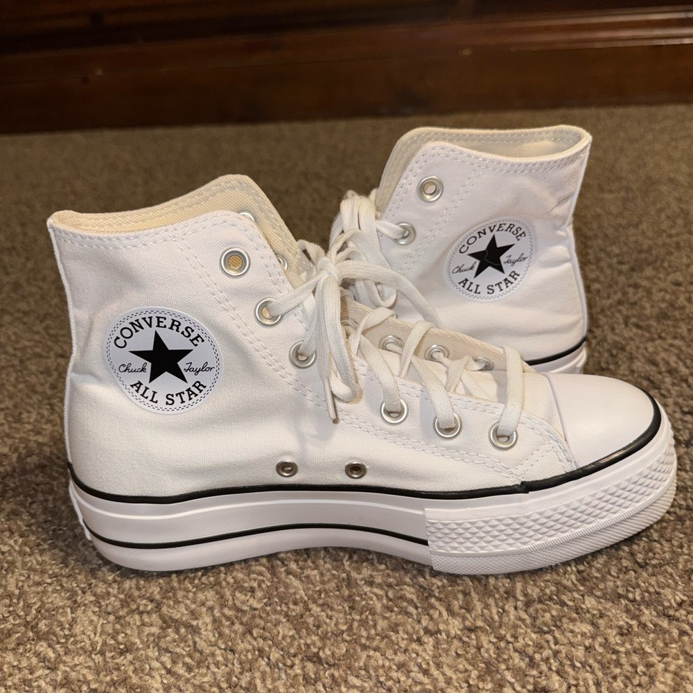Converse All Star White Platform Sneakers